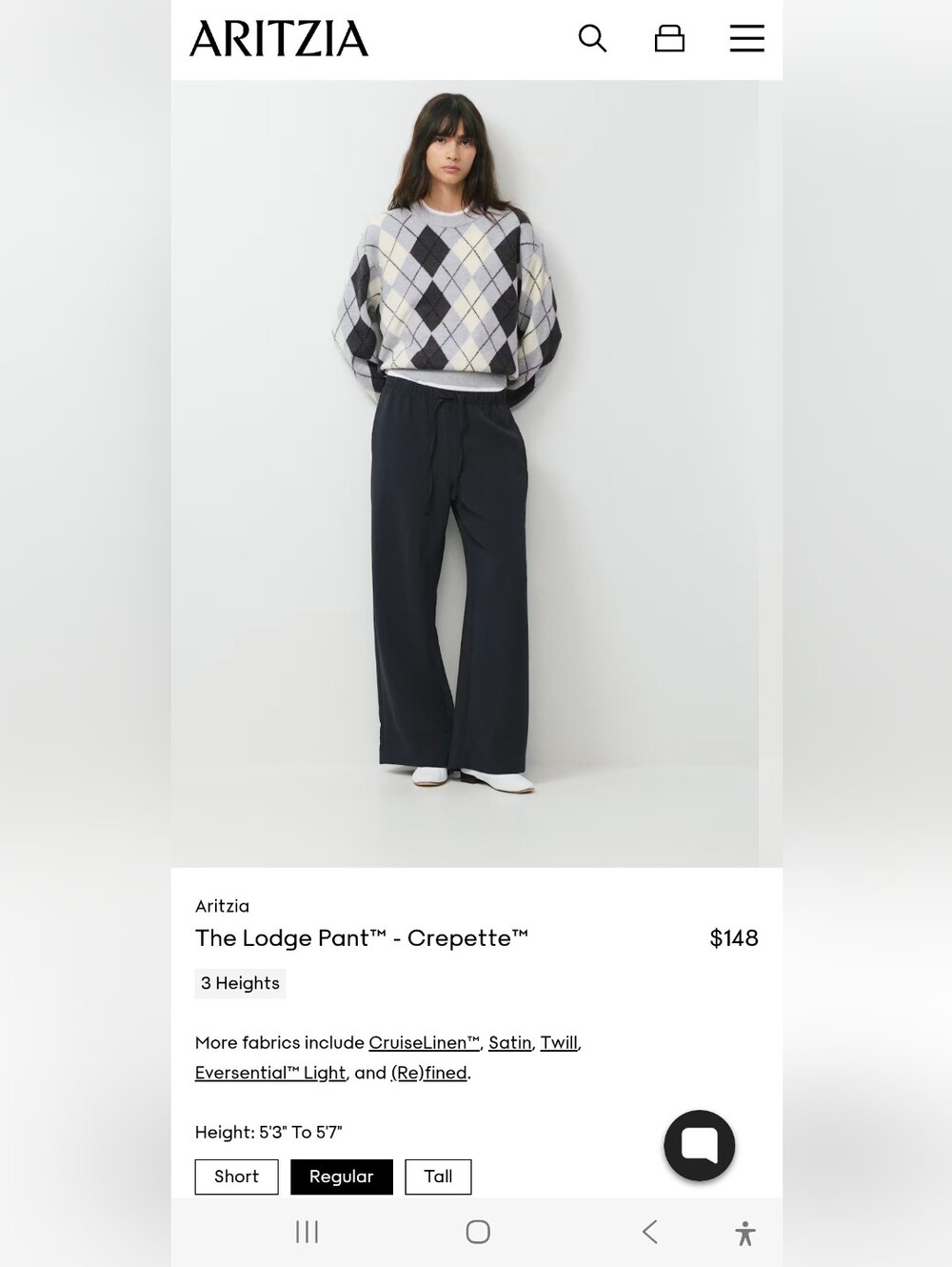 Aritzia The Lodge Pant™ in Black — Wide-Leg Comfort